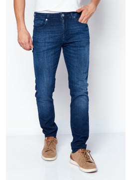 Buy Men Slim Fit Washed Stretchable Denim Jean, Med Blue in Saudi Arabia