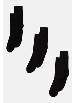 اشتري Men 3 Pack Formal Socks, Black في الامارات