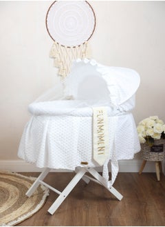 Buy Portable Baby Moses Basket Cot with Durable Stand White Color in Saudi Arabia