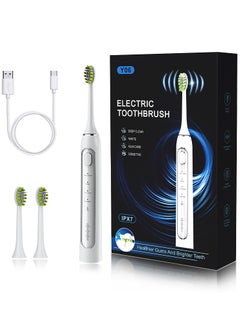 Buy Rechargeable Ultrasonic Electric Toothbrush, Adult Soft-bristled Household IPX7 Waterproof Toothbrush with 2-Minute Timer, White in Saudi Arabia