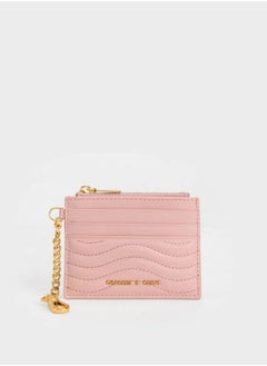 Buy Charles & Keith Aubrielle Stitch-Trim Zip Card Holder - Light Pink in Saudi Arabia