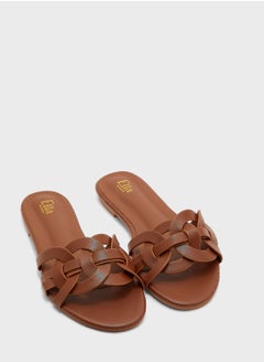 Buy Woven Circle Detail  Flat Sandal in Saudi Arabia