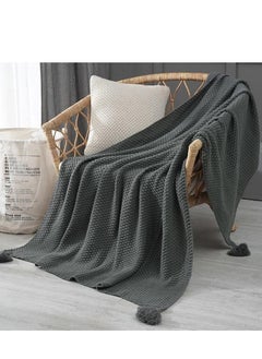 اشتري Knit Blanket Cozy Soft Blanket Machine Washable Throw Blanket for Couch Decorative Bed Blankets Off Throw Blanket 110*150CM Brown في الامارات