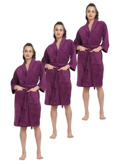 Buy 3 Pieces Purple Colour Terry Weave Cotton  Bathrobe XXXXL Size in UAE