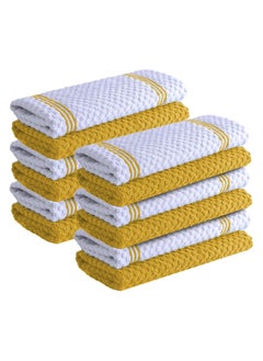 Buy Infinitee Xclusives Premium Kitchen Towels - Yellow [Pack of 12] 100% Cotton Kitchen Hand Towels 15 x 25 Inches - Dish Towels for Kitchen in UAE