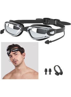 اشتري Professional Waterproof Swimming Goggles, Anti Fog Swimming Goggles With Ultra Wide And Crystal Clear View and UV Protection, Swim Goggles Kit Comes With Nose Clip And Earplugs في الامارات