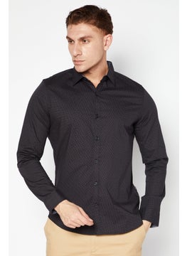 Buy Men Regular Fit All over Print Long Sleeves Casual Shirt, Black in Saudi Arabia