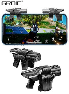 Buy 1 Pair Mobile Triggers with Two Finger sleeves, Mobile Game Controller, Game Trigger for PUBG/Call of Duty, 6 Fingers Shooter Sensitive Controller Joysticks Aim & Fire Trigger for iPhone and Android in UAE