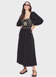 Buy Embroidered Puff Sleeve Dress in UAE