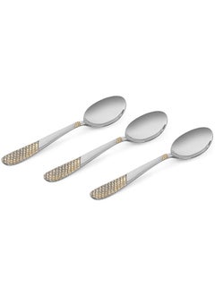 اشتري Harith 3-Piece Table Spoon Set, Silver & Gold - 20 cm في الامارات