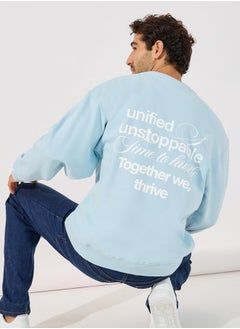 Buy Back Slogan Print Heavy Boxy Sweatshirt in Saudi Arabia