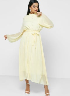 Buy Pleated Detail A-Line Dress in UAE