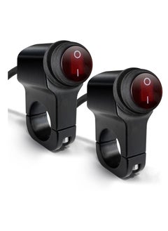 اشتري Motorcycle Handlebar Switch, 2 Pcs Waterproof ATV Handlebar Light Switch, Aluminium Alloy Push Botton Switches, for Motorcycle Bike ATV UTV Scooters Fits 22mm Handlebars (Red, Line length:50cm) في السعودية