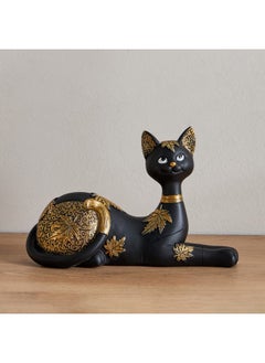 Buy Marcel Polyresin Sitting Cat with Detailing 25 x 9 x 16 cm in Saudi Arabia