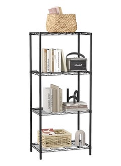 Buy 4-Tier Adjustable Kitchen Rack Storage Shelf Stnad Organizer for Garage Home Pantry Closet Warehouse.Multi-Wire Shelves Units with Hooks Sheet in UAE