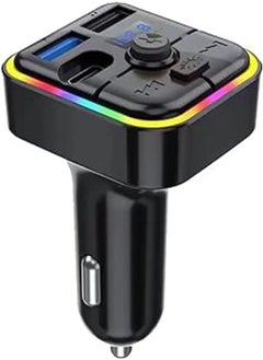 Buy MP3 RGB Car Charger With Bluetooth Screen TYPE-C Wireless FM Radio, USB Port Mobile Charger, USB Flash Card, SD Card - Black (M4) in Egypt