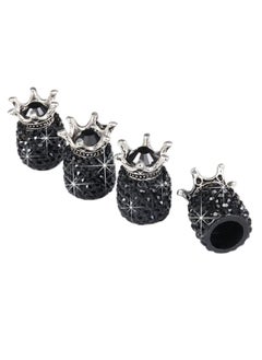 Buy 4-Piece Crown Bling Rhinestone Tyre Valve Cap Set in UAE