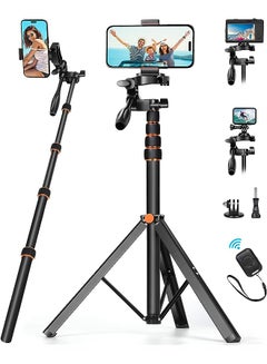 Buy 63.5", Ufanore Extendable Tripod For Mobile With 360° Rotatable Pan Head, Aluminum Alloy & Flexible Selfie Stick Tripod With Remote, Travel Tripod Stand For Iphone/Gopro, Detachable&Portable in Saudi Arabia
