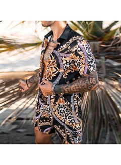 Buy Men's Shirt Casual Loose Shorts Beach Suit in Saudi Arabia