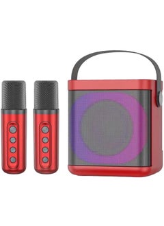 Buy YS307 Home Karaoke Portable Bluetooth Speaker Dual Wireless Microphone Red in UAE