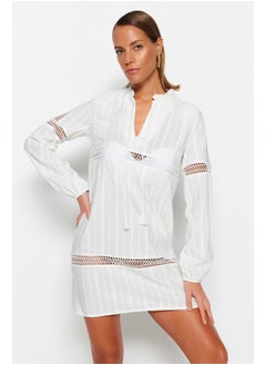 اشتري White Mini Woven Tassel Beach Dress TBESS23EL00251 في مصر