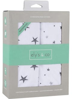 اشتري Ely’s & Co. Patent Pending Waterproof Changing Pad Cover|Cradle Sheet 2-Pack Set for Baby Boy - 100% Cotton, Jersey Knit Cotton Sheets with Waterproof Lining — Grey Stars في مصر