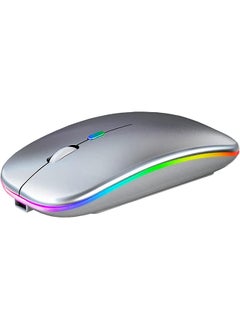 اشتري LED Wireless Mouse Rechargeable Slim Silent Mouse 2.4G Portable Mobile Optical Office Mouse with USB & Type-c Receiver for Notebook, PC, Laptop, Computer, Desktop في السعودية