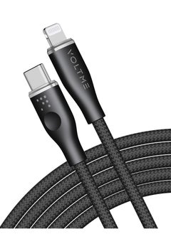 Buy 60W USB C to USB Lightning Cable Powerlink Rugg Double Nylon Braided Fast Charging Cord (2.0m) for iPhone 14/13/ 12 Pro Max / 12/11 Pro/X/XS/XR / 8 Plus Power Delivery 3A Zinc-Alloy Connector- Black in UAE