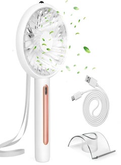 Buy Handheld Fan, Portable Mini Fan Rechargeable with 4 Speeds , Hand Held USB Desk Fan with Cellphone Stand & Adjustable Angle for Office Home Outdoor Traveling (White) in UAE