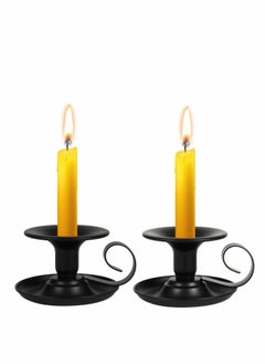 اشتري Taper Candle Stick Holder, Retro Iron Simple Black Candlestick Holders Candlelight Stand for Party Wedding Table Home Decoration 2Pcs في الامارات