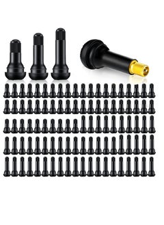 اشتري 100 Pieces Tire Valve Stems Rubber Black Rubber Snap-in Valve Stems Standard Length Replacement Tire Valve Stems for Car Tubeless Rim Holes Replacement (0.7 x 1.7, 0.7 x 1.4, 0.7 x 2 Inches) في السعودية