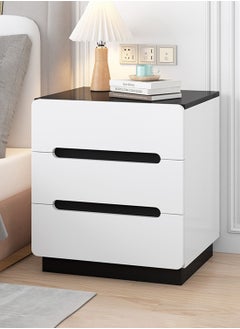 اشتري Bedside Table Nightstand Table Bedside Cabinet with Three Drawers White Wood Simple Modern Nordic Mini Storage Side Table End Table Small Space Corner Table Storage Cabinet 40*50*60 في السعودية