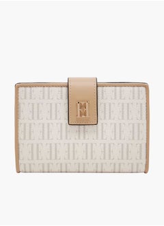 اشتري Women Monogram Print Bi-Fold Wallet with Button Closure في الامارات