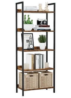 Buy Bookshelf, 5 Tier Bookshelves, Home Office Bookcase Shelf Storage Organizer, Free Standing Storage Shelving Unit for Bedroom, Metal Frame Display Rack for Living Room office cart storage rack in Saudi Arabia