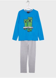 Buy Minecraft Boys Printed Long Sleeve Pyjama Set in UAE