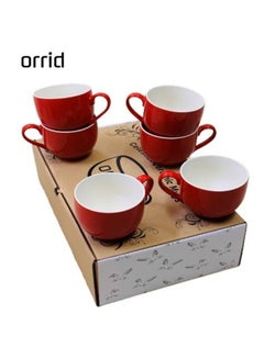 اشتري Set of 6 Red Coffee Mug, Celestial Ceramic Coffee Mugs with Handle, Big Coffee Mugs for Coffee, Tea, Soup, Shakes, etc. Outside Red and Inside White (600 ml or 20 oz). في الامارات