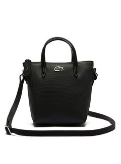 Buy Lacoste Womens L.12.12 Concept Petit Piqué Coated Canvas Mini Zip Tote Bag, Black, One Size in Saudi Arabia