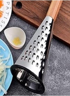 اشتري PRIME SHOP Conical Grater with Wooden Handle, 3 Different Sharp Stainless Steel Blades with Strong Wood Handle and Rubber Base for Stability - Premium Quality Kitchen Tool في مصر