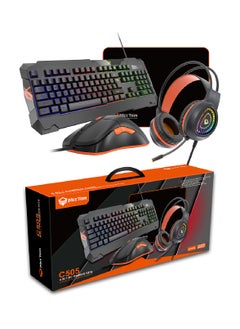 Buy MT-C505 4 in 1 Gaming Combo Kit Anti Ghost RGB Gaming Keyboard 5+1 Buttons 3200DPI Gaming Mouse, Backlit Gaming Headphone With Omni Directional Microphone, High Precision Gaming Mouse Pad in UAE