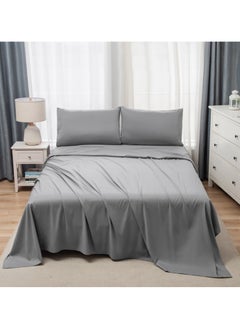 Buy Panax Bedding Queen Bed Sheets Set - 4 Piece Bedding - Brushed Microfiber - Shrinkage and Fade Resistant - Easy Care (Light Grey, Queen) in UAE