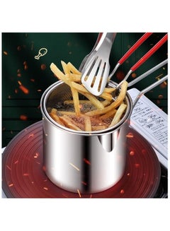Buy Deep Fryer Pot Stainless Steel Frying Pan with Strainer Basket and Handle,Tempura Fish Shrimp Chicken Fryer Deep Frying Pot in UAE