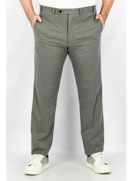 اشتري Men Classic Fit Solid Flat Front Dress Pants, Grey في الامارات