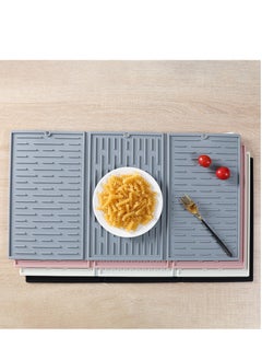 Buy Silicone Dish Drainer Mat, Collapsible Trifold Easy Storage Silicone Drying Mat for Kitchen Counter Heat & Cold Resistant, Easy to Clean Anti-Slip Durable Dish Drying Kitchen Mat in UAE