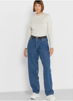 Buy High Waist Straight Jeans in UAE