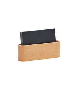 Buy Beech Business Card Case Id Name Cards Display Stand Office Desk Wooden Business Card Holder Organizer Pen Storage Box (Beech) in Saudi Arabia
