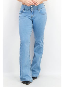 اشتري Women Regular Fit Washed Denim Jeans, Blue في السعودية