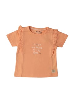 Buy Sheer Hugs Casual Half Sleeve Top for Girls, Plain Orange, 68 in UAE