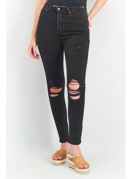 Buy Women Skinny Fit High Rise Denim Jeans, Black in UAE