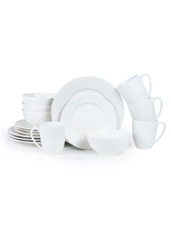 اشتري Insiya 16-piece Dinnerware Set, Dinner Set, Kitchen Dinnerware Porcelain Ceramic Crockery Set, Dinner Service Set for 4, 26.7 cm Dinner Plate, 20.3 cm Side Plate, 15.2 cm Bowls, 350 ml Mugs - White في الامارات