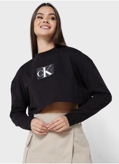 Buy Logo Printed Crew Neck Crop Top in Saudi Arabia